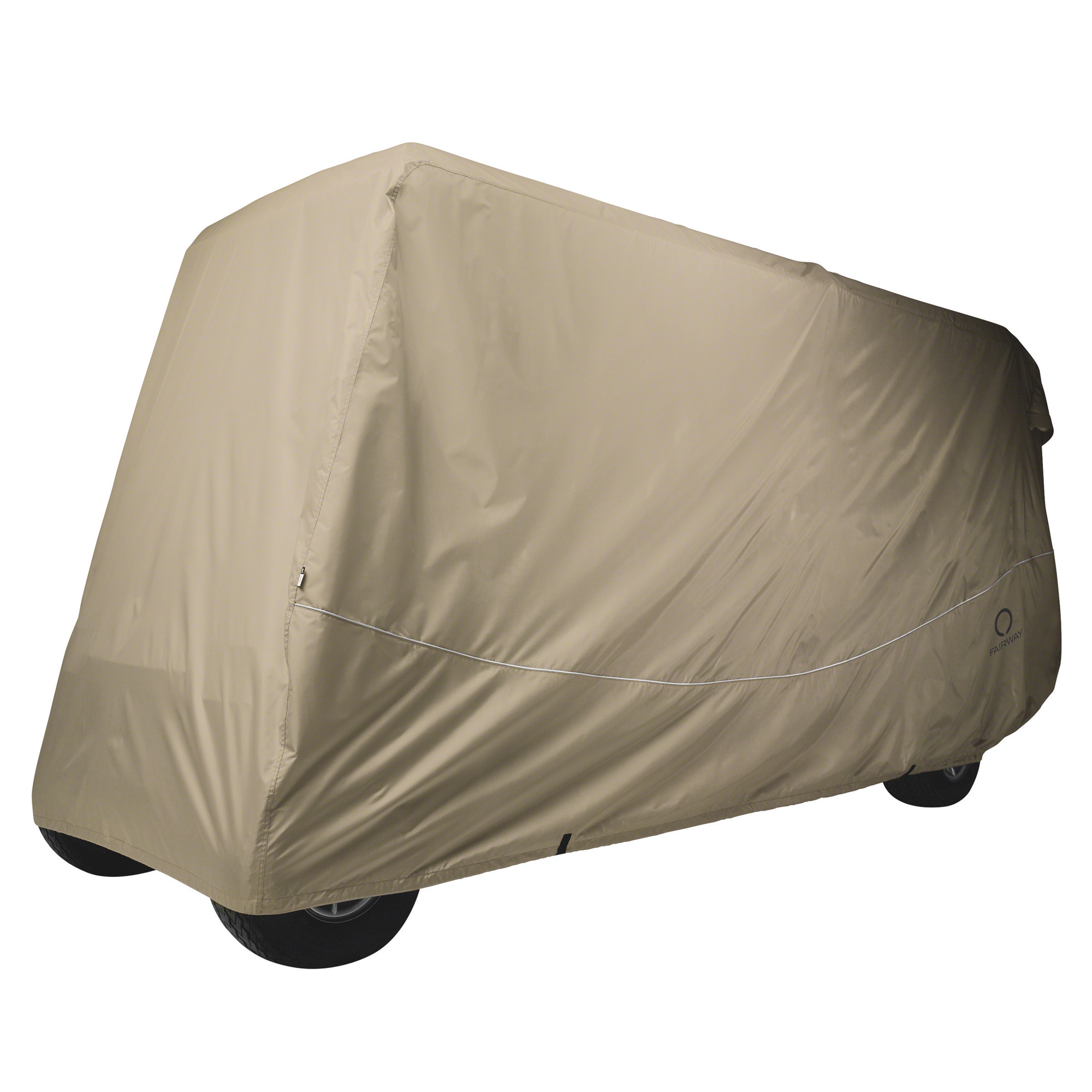 Classic Accessories Fairway Golf Cart Quick-Fit Cover, Extra Long Roof (Up to 124in.L), 6-Person, Light Khaki, Model# 40-042-345801-00